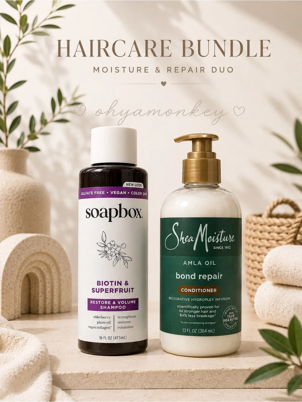 Soapbox Shampoo & Shea Moisture Conditioner Bundle  $25